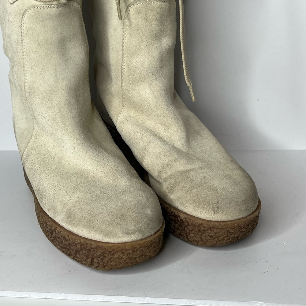 Michael Kors Cream Lace Up Boots - Picture 6 of 10